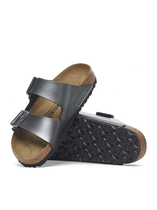 Arizona Women's Flat Sandals Metallic Black Narrow Fit