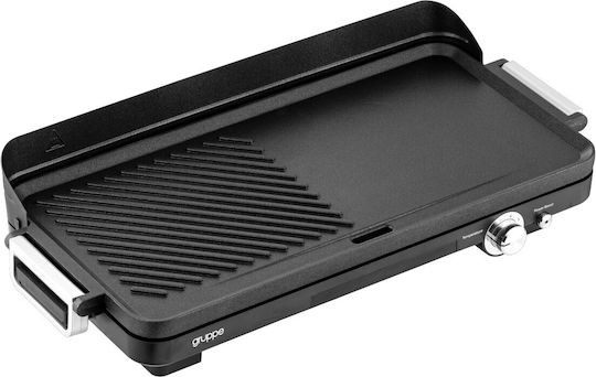 Gruppe LW 830 Tabletop Electric Grill Smooth and Ribbed Plate 1800W with Adjustable Thermostat 50.8cmx25.4cmcm