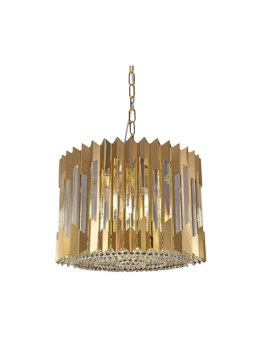 Eko Light Hängelampe Gold mit Kristallen für Fassung E14, E.14 42x42cm.