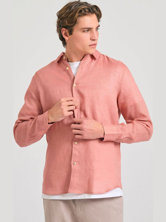 Long-sleeved Linen Shirt Dry Peach