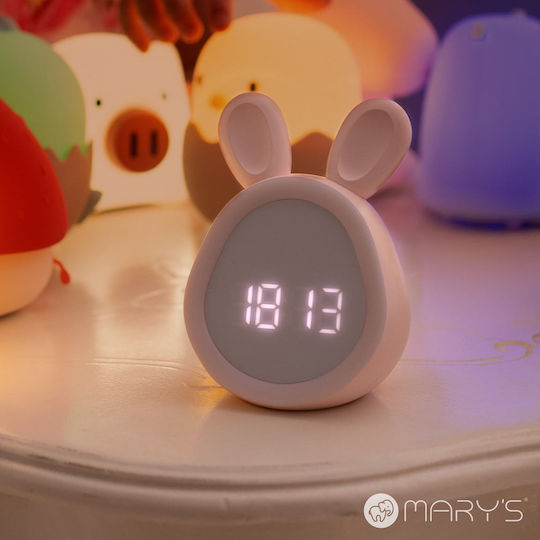 Mary's Tischuhr Digital Kunststoff mit Wecker Weiß MW20531