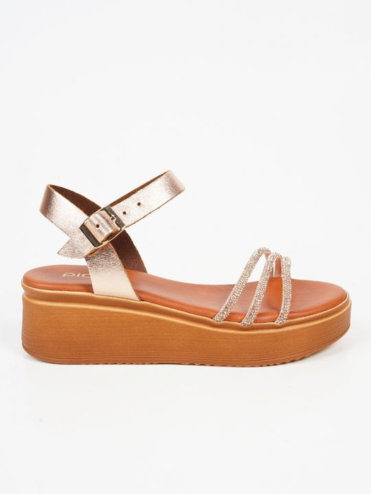 Women's Ankle Strap Platforms Gold