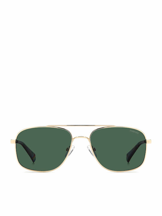 Polaroid Herren Sonnenbrille mit Gold Metall Gestell und Grün Linse PLD6235/S/X PEF/UC