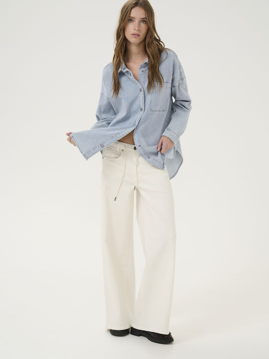 Μακρυμάνικο Γυναικείο Τζιν Πουκάμισο Light Blue Wash