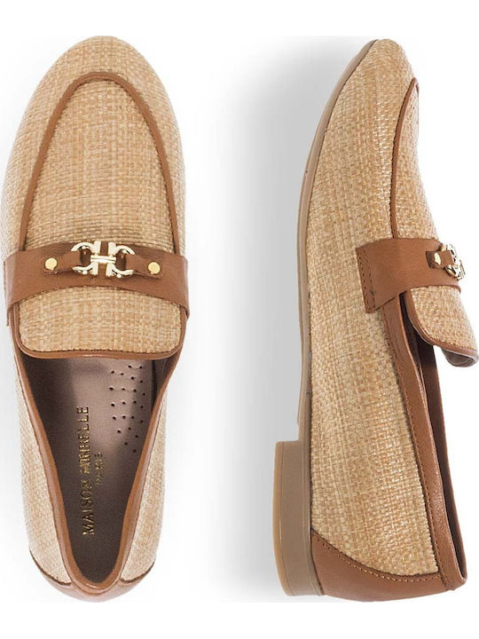 Leder Damen Mokassins in Tabac Braun Farbe