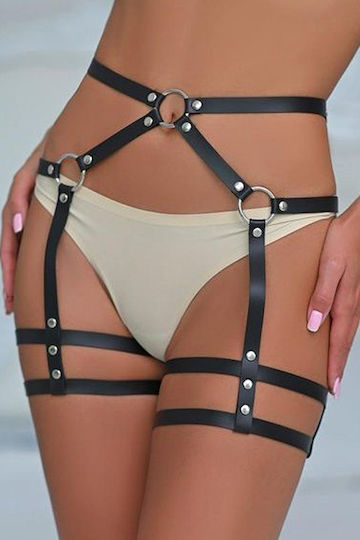Sexy Ham Tip Portjartier Cu Catarame Metalice Inele Si Curele Ajustabil Din Piele Ecologica