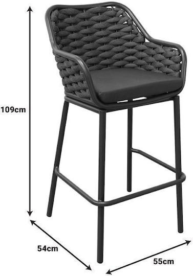 Outdoor Chair Metallic Zuki White with Cushion 55x54x109cm