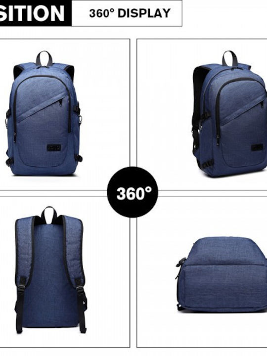 Miss Lulu Laptop Backpack for 15.6" Laptop with USB Port in Blue Color E6715 NY