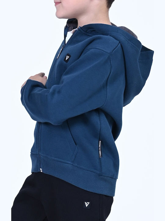 Παιδική Ζακέτα Φούτερ Fleece με Κουκούλα Πετρόλ