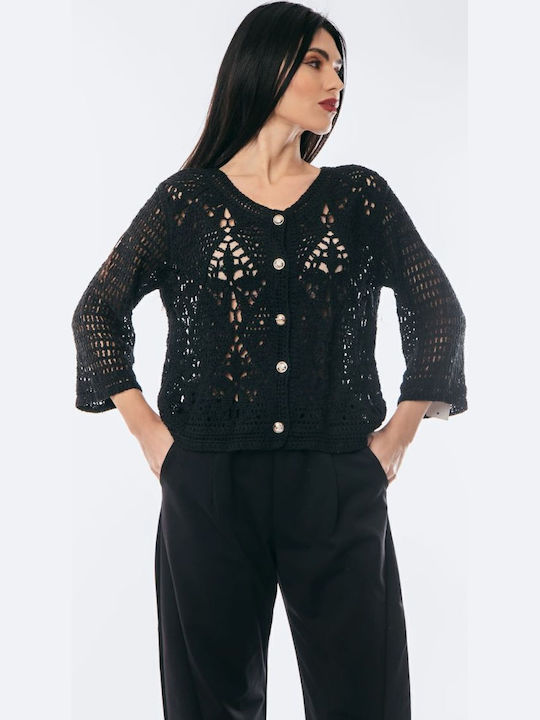 Women's Cardigan with Buttons Black