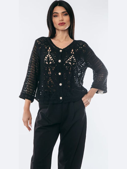 Women's Cardigan with Buttons Black