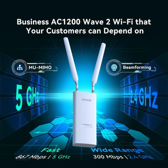 Tenda OAP1200 Access Point Wi‑Fi 5 Dual Band (2.4 & 5GHz) για Εξωτερική Τοποθέτηση