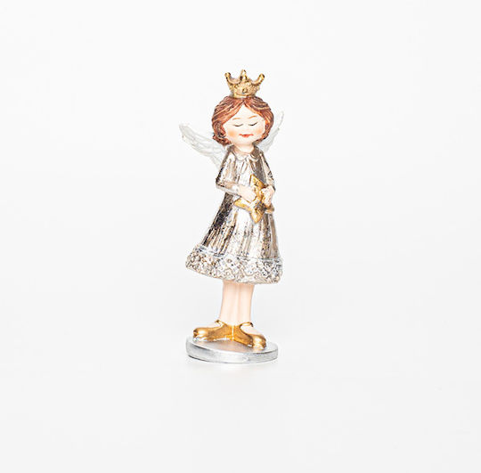Eurolamp Weihnachtliche Kunststoff Figur Cherub Silber Länge 5cm