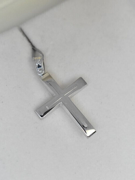 Herren Weißgold Kreuz 14K mit Kette