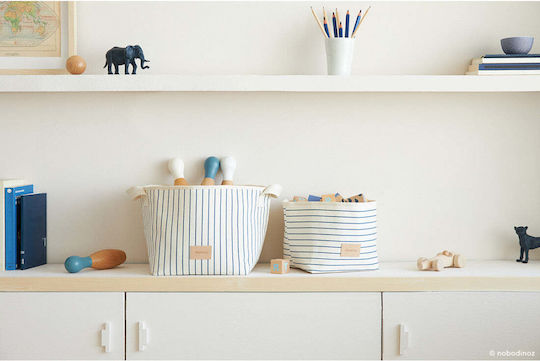 St Germain Καλάθι Django Μεγάλο Blue Thin Stripes Natural