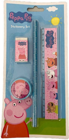 Peppa Pig Παιδικό Σετ Γραφικής Ύλης με Μολύβι, Ξύστρα, Γόμα και Χάρακα 4τμχ