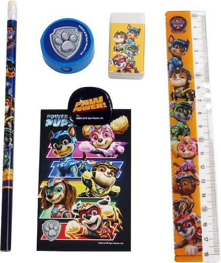 Gim Paw Patrol Kinder Schreibwaren-Set mit Federmäppchen Paw Patrol Mighty Movie 7 Stück