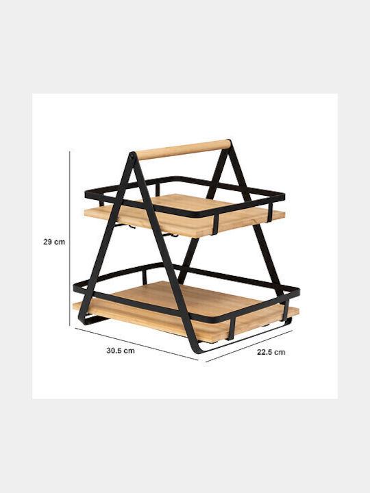 5Five Wooden Kitchen Organizer Rack in Black Colour 22.5x30.5x29cm