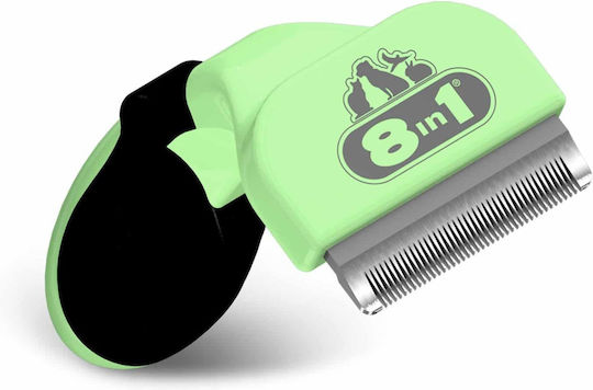 8in1 Perfect Coat Deshedder Гребен Small за различни дължини на косата за Почистване на Козина Зелен