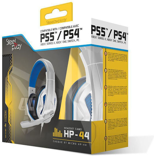 Steelplay HP44 Надушници Гейминг Слушалки с Връзка 3,5 мм Бели за PC / PS4 / PS5 / XBOX