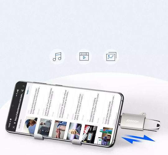 Joyroom S-H151 Μετατροπέας USB-C male σε USB-A male Ασημί 1τμχ