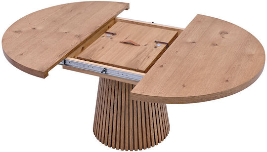 Foresta Oval Tisch Speisesaal Ausziehbar aus Massivholz Natural 130(+45)x130x76cm