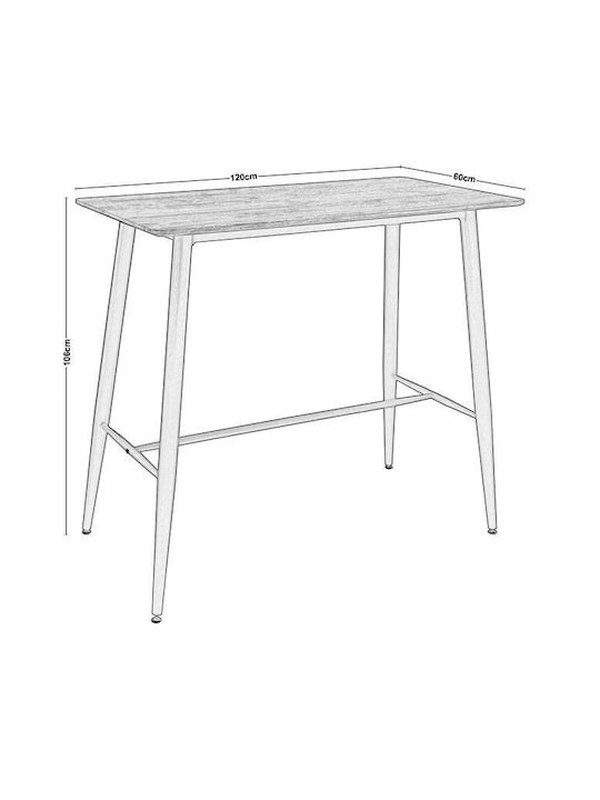 Lavida Table Bar Wooden with Metal Frame Oak 120x60x106cm