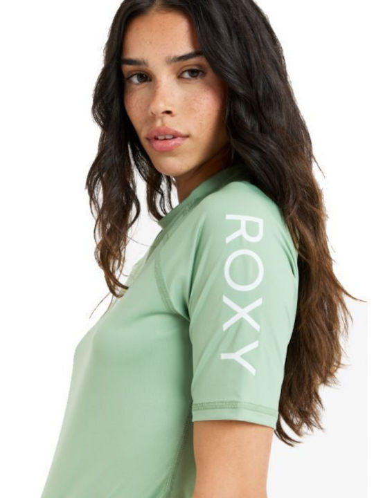 Roxy Whole Hearted UPF 50 Women Short Sleeve Sun Protection Shirt Green