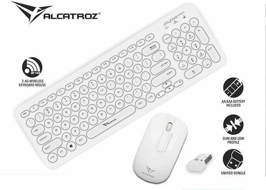 Alcatroz Kabellos Tastatur & Maus Set Englisch US Weiß
