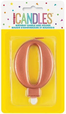 Unique Geburtstagskerze Nummer 0 in Rose Gold Farbe