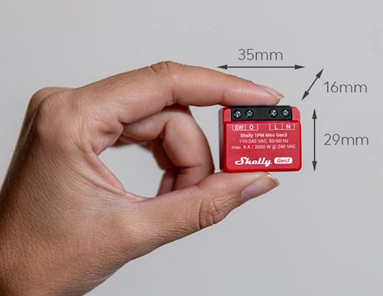 Shelly 1PM Mini Gen3 Smart Switch 1 Channel Wi-Fi & Bluetooth 8A