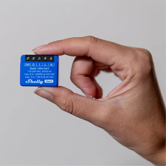 Shelly 1 Mini Gen 3 Интелигентен Превключвател 1 Канал Wi-Fi & Bluetooth 8A