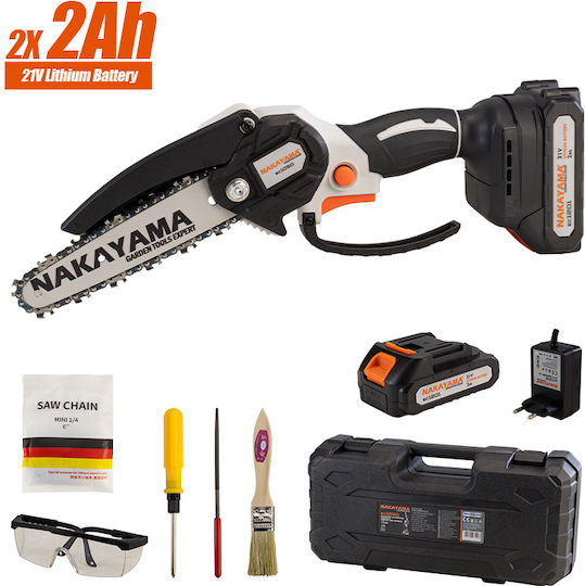 Nakayama EC1100 Κλαδευτικό Αλυσοπρίονο Μπαταρίας 2x2Ah Brushless 21V 1kg με Λάμα 15cm