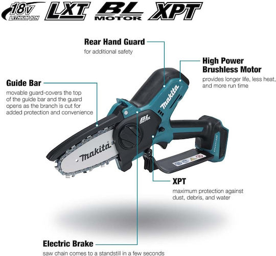 Makita Pruning Battery Chainsaw Solo Brushless 18V 1.6kg with Blade 10cm
