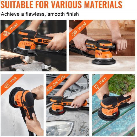 Vevor GDSGJBS6INCHPL1CBV2 Έκκεντρο Τριβείο 150mm Ρεύματος 850W με Ρύθμιση Ταχύτητας και με Σύστημα Αναρρόφησης