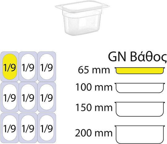 Ready Polypropylene Gastronorm GN1/9 H65mm