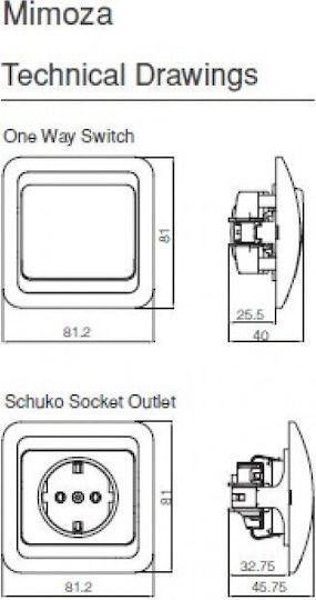 Makel Mimoza Complete Wall Push Bell Button with Frame Μονό Φωτεινό White 12130