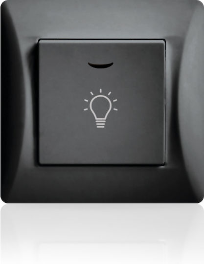 Lineme Complete Wall Push Staircase Button with Frame με Λυχνία Black 50-00107-2