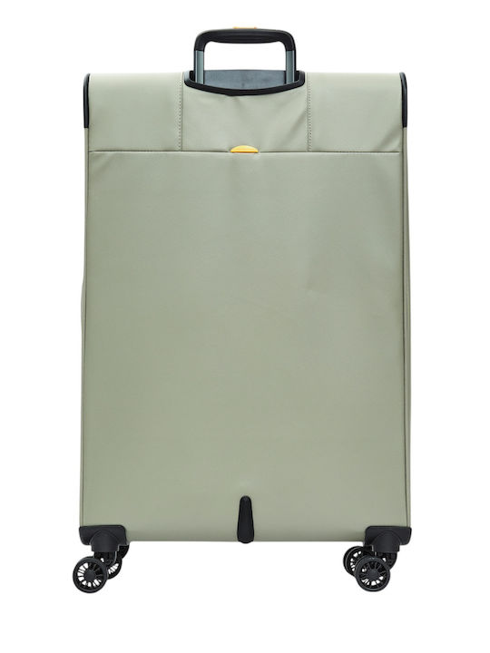 Mandarina Duck Eco Coated Large Fabric Suitcase Grey-Green With 4 Wheels Height 78cm