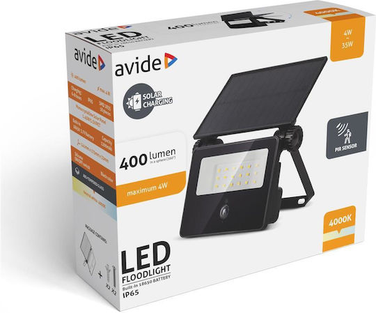Avide Solar LED Flood Light 4W Natural White 4000K with Motion Sensor