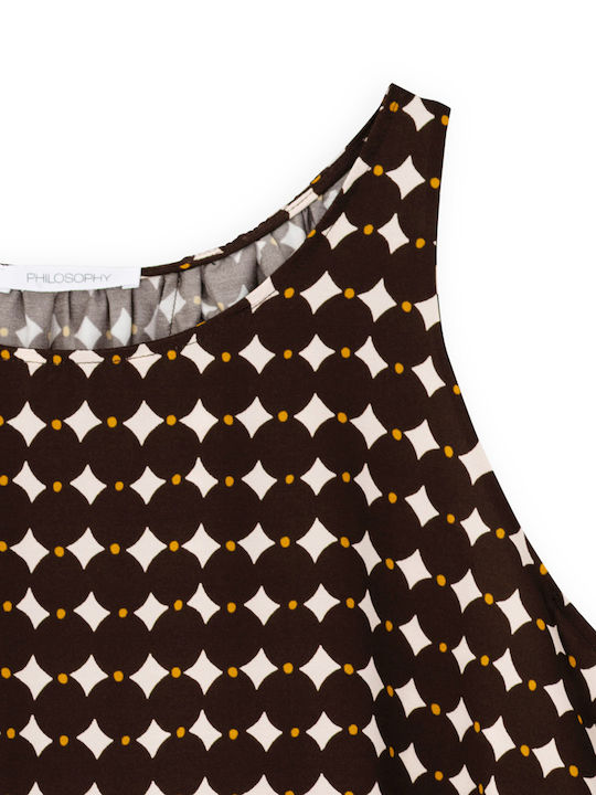 Γυναικείο Crop Top Σατέν Αμάνικο Καφέ