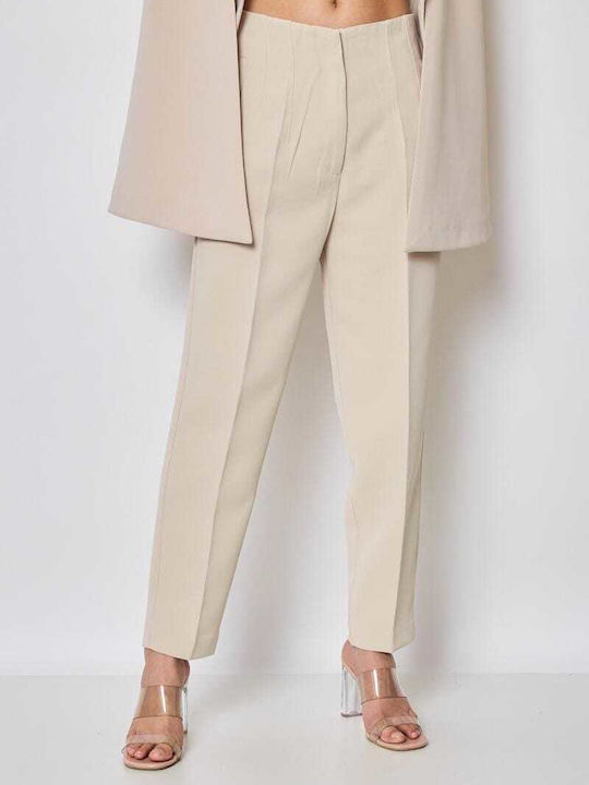 Women's High-waisted Fabric Trousers Red