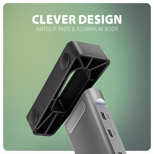 Axagon USB-C Docking Station mit HDMI 4K PD Ethernet Silber (HMC-10HLS)