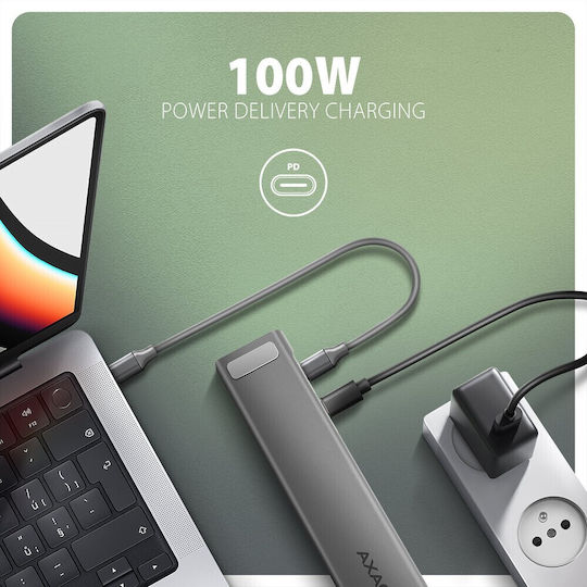Axagon USB-C Docking Station mit HDMI 4K PD Ethernet Silber (HMC-10HLS)