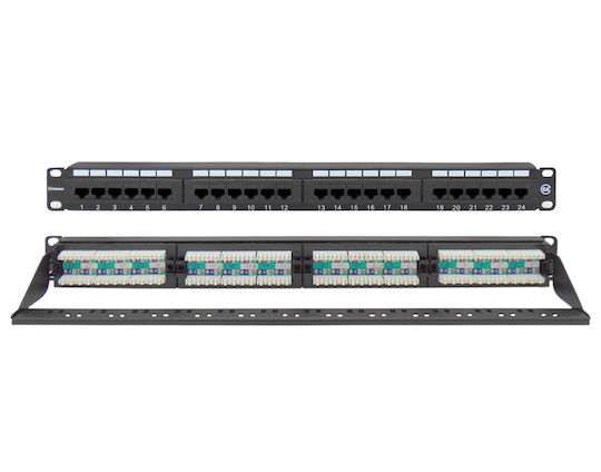 Safewell Utp Пач панел за рафт 1U 19" 24 порта cat6a