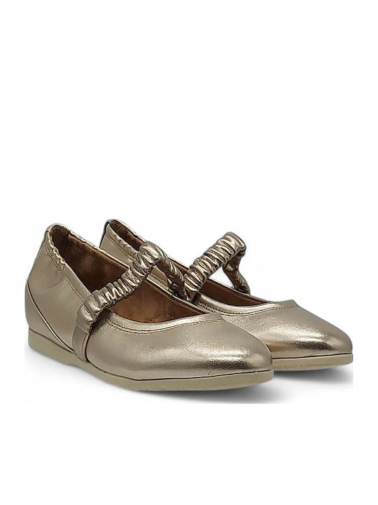 Lederne Damen Ballerinas in Gold Farbe