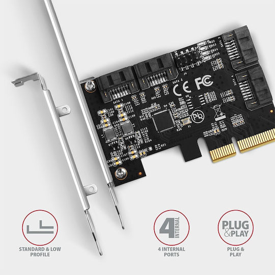 Axagon Κарта PCIe в 4 порта SATA
