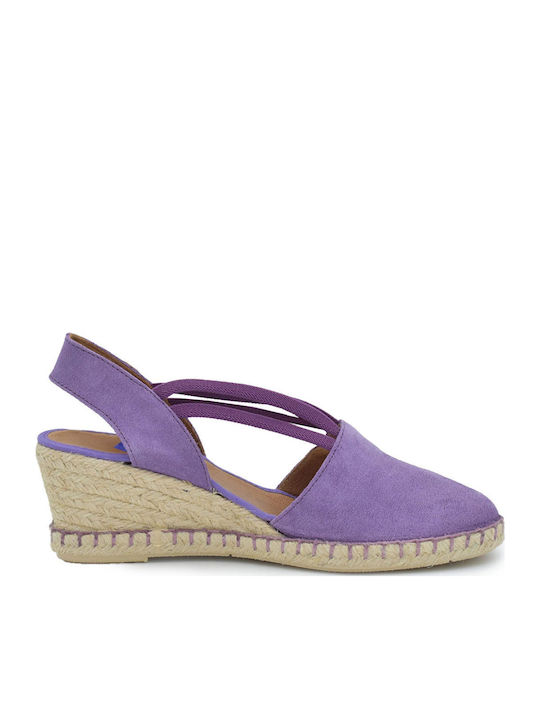 Lederne Damen Espadrilles in Lila Farbe