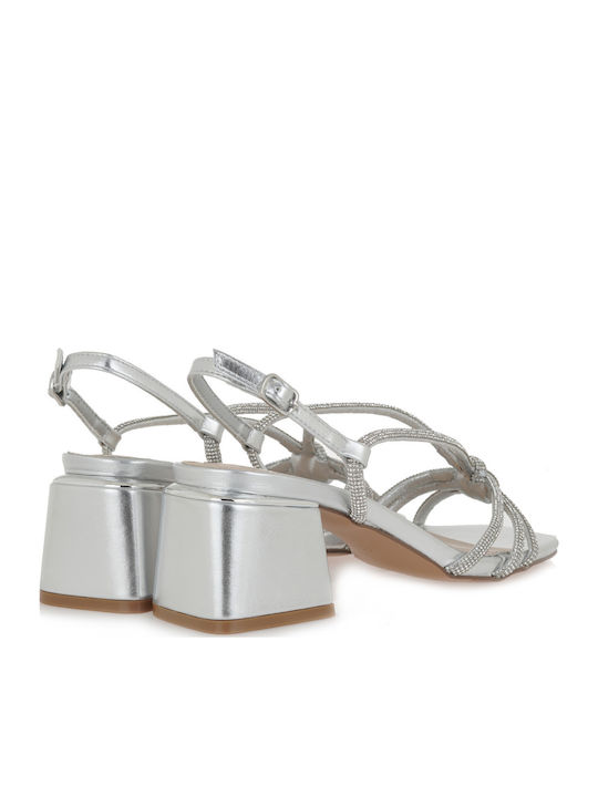 Carmen300 Sandalen mit Strass Silber