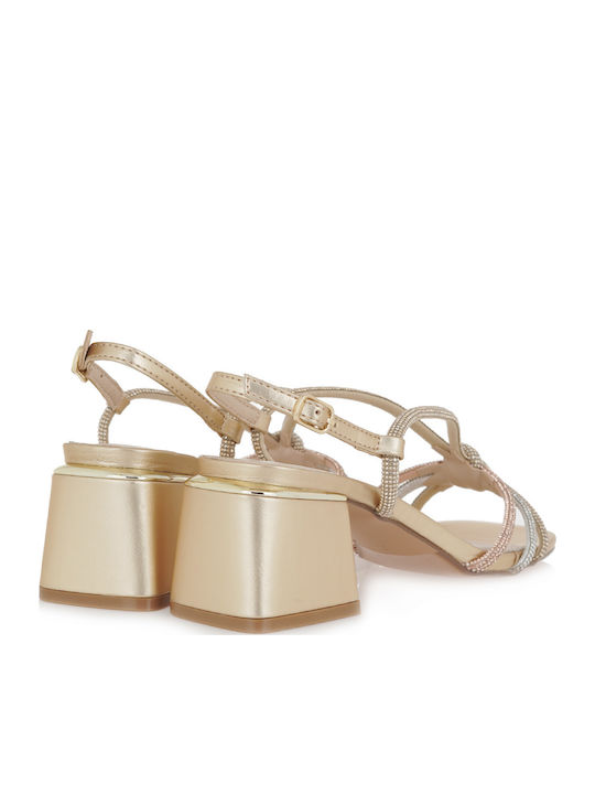 Carmen300 Sandals with Strass Gold